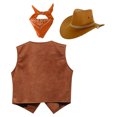 thumbnail image 4 of Zaldita Western Brown Cowboy Vest for Kids Boys Sleeveless Tops with Bandanna and Hat for Disco Club Orange 14, 4 of 5