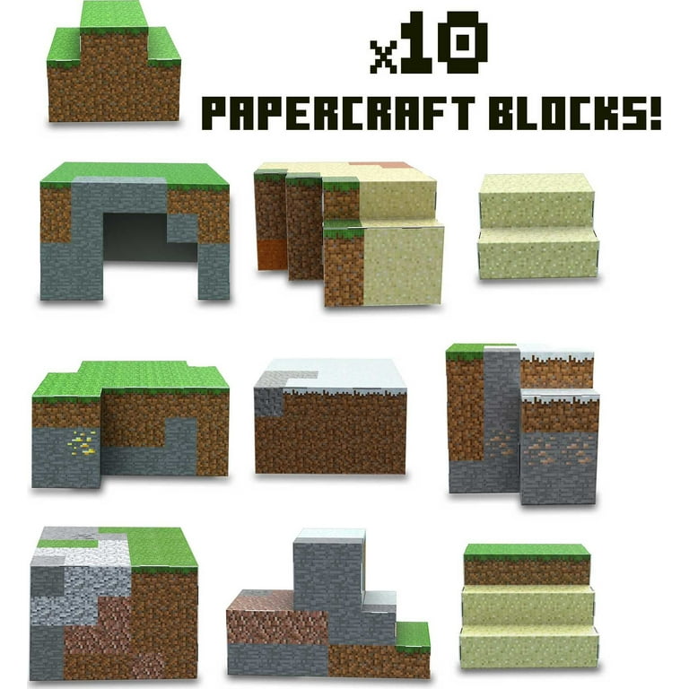 Minecraft Overworld Playset with 1 Action Figure & 10 Papercraft Blocks,  3.25-in Scale Toy 