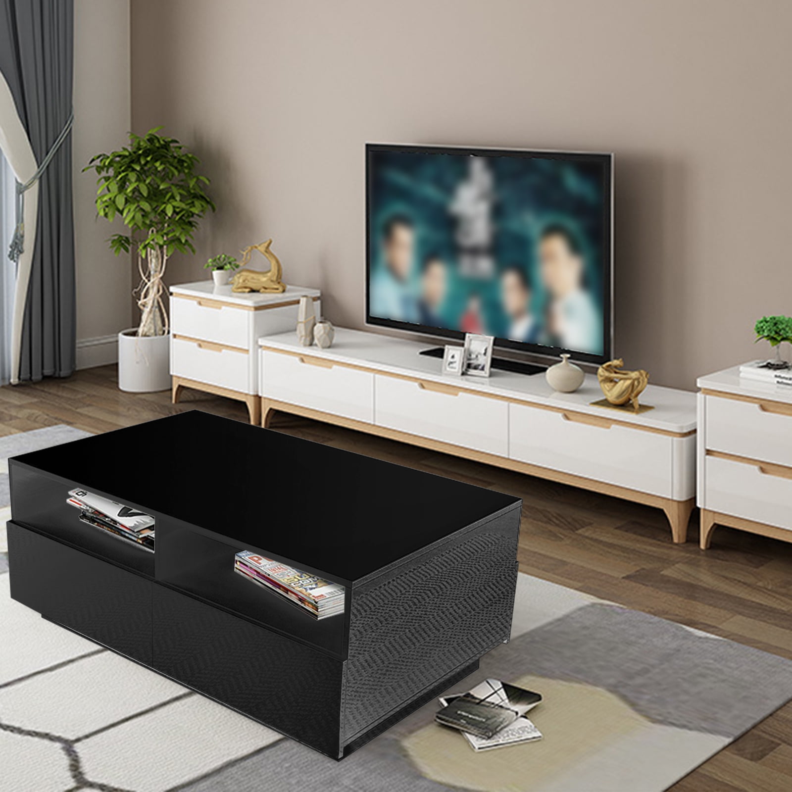 White gloss coffee table set deals