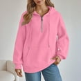 thumbnail image 5 of Yteetum Women's Oversized Hoodies Quarter Zip Up Lapel Drawstring Pullover Hooded Sweatshirts Top Womens Casual Solid Loose Fits Half Zip Long Sleeve Cozy Hooded Fall Sweatshirts Fall Winter Clothes, 5 of 7