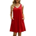 thumbnail image 1 of Vestido casual de verano con cuello en V,Vestido con cuello en V para mujer Vestido cosido de encaje Vestido corto casual con cuello en V Construido para el futuro, 1 of 6
