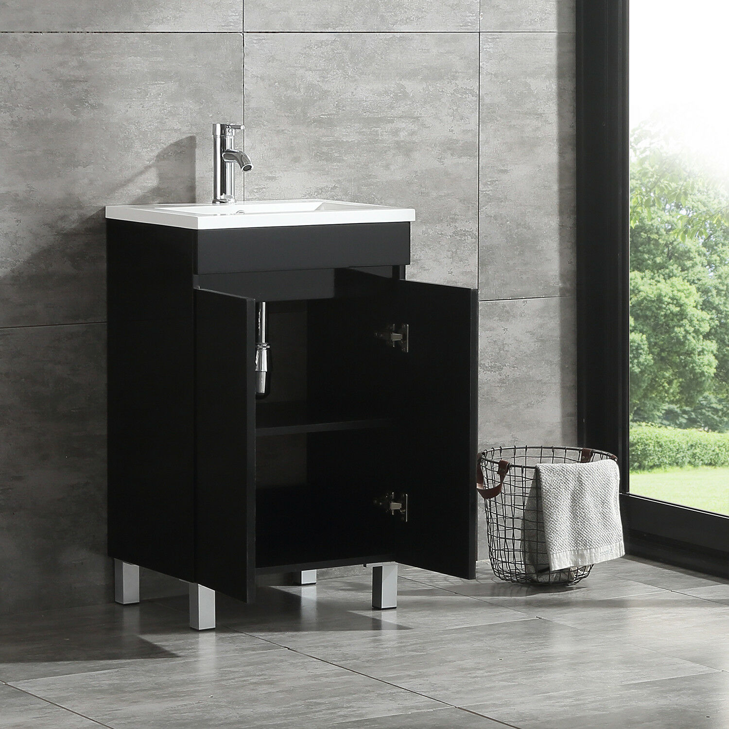 Buy Walcut Black Bathroom Vanity Cabinet Wood Storage With Undermount Vessel Sink Faucet Us Online In Indonesia 360226752