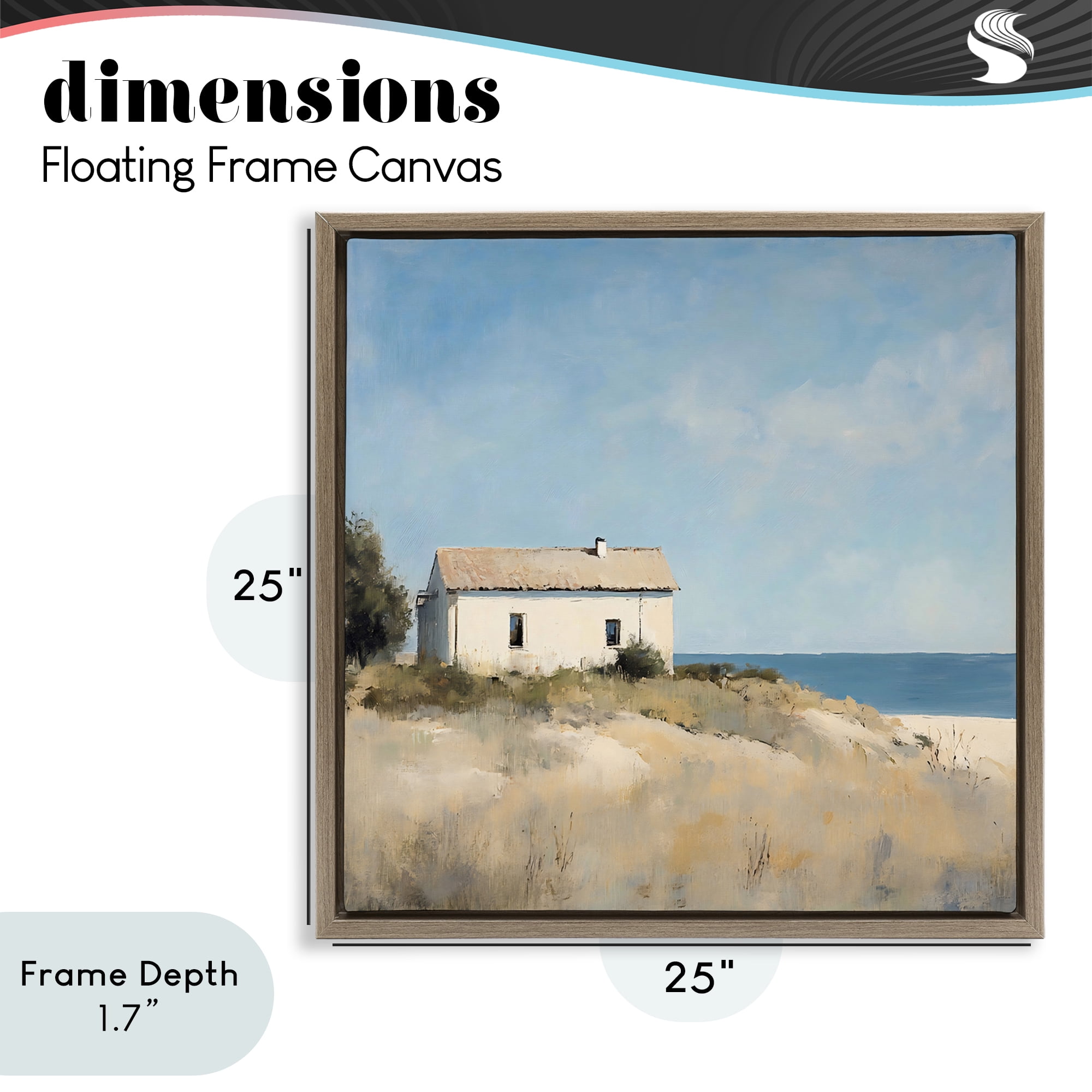 Stupell Industries Simple Beach House on Dunes Brown Framed Floater Canvas Wall Art, design by Creative Studio