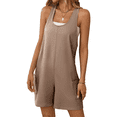 thumbnail image 3 of Combinaison Décontractée d'Été pour Femme Sans Manches, Ample, Col Ras du Cou, Short, Salopette de Détente, Combinaison avec Poches, Vêtements 2025, Kaki, m, 3 of 9
