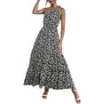 thumbnail image 2 of Qiylii Women Summer Chiffon One Shoulder Boho Maxi Dress Casual Sleeveless Floral High Waist A Line Long Beach Dresses, 2 of 9
