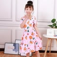 thumbnail image 2 of Ugoldhm Girls Boho Cold Shoulder Cotton Dress - Cute Print Short Sleeve Midi Dress, Size 4-9, 2 of 3