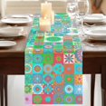 thumbnail image 3 of Table Runners 72 Inches Long Dress Scarves, Colorful Ethnic Farmhouse Kitchen Table Runner, Coffee Tablerunners, Modern Abstract National Geometric Teal 14x72 Inch, 3 of 9