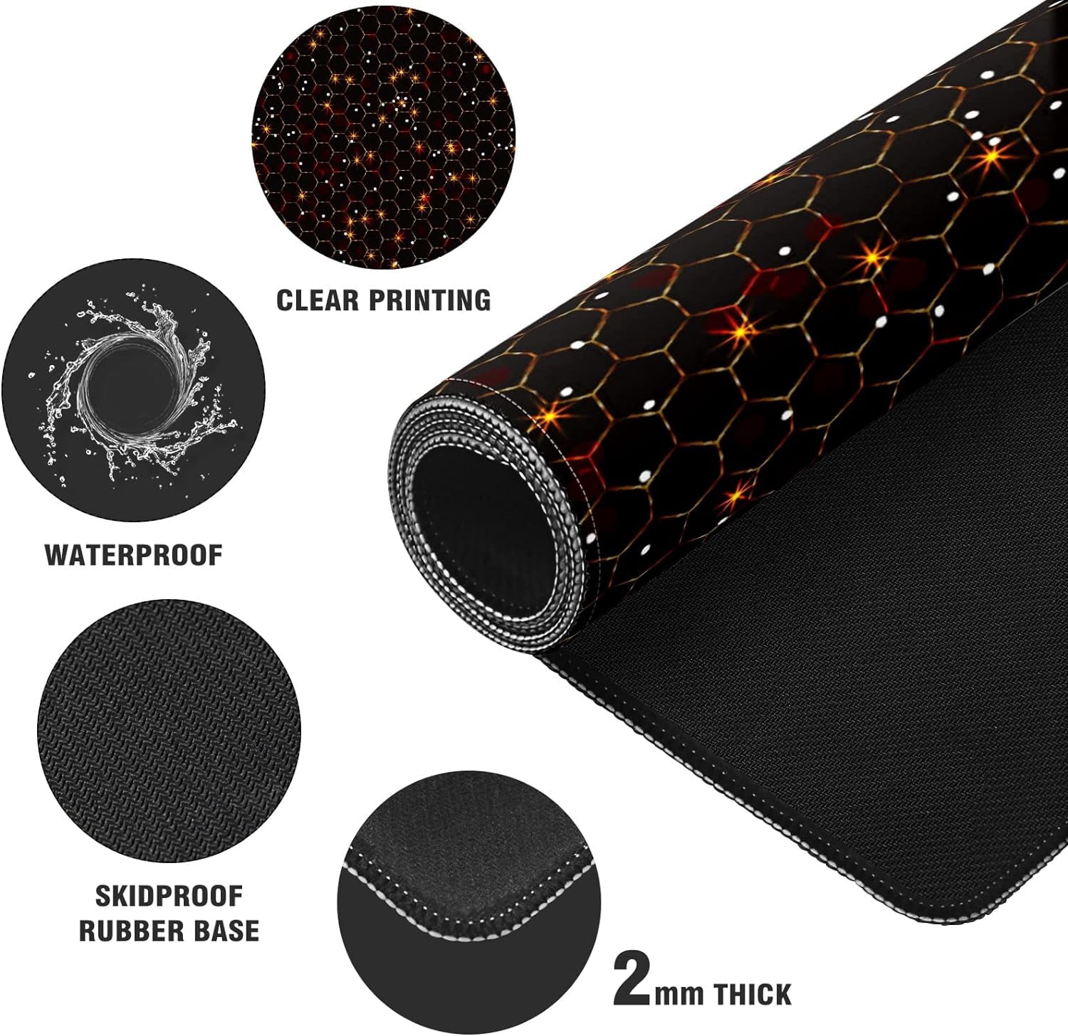 Golden Glitter and Shiny Desk Mat, Desk Accessory, Cute Workspace, Trendy Workspace, Trendy, 35.4x15.7in Large Gaming Mouse Pad, Cute Desk Topper, Pretty Desk Pad