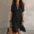 thumbnail image 6 of Noric Women's Short Sleeve Shirt Dresses Casual Solid Color Button Down Midi Dresses for Summer Daily Vacation, 6 of 6