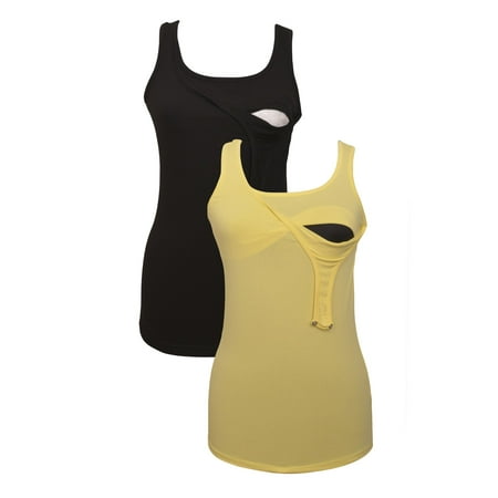 

100% Premium Cotton - Women Nursing Maternity Tank Top 2 Piece Set