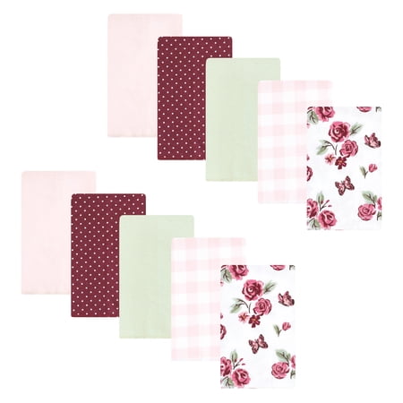 Hudson Baby Infant Girl Flannel Burp Cloth 10pk Sweet Roses One Size