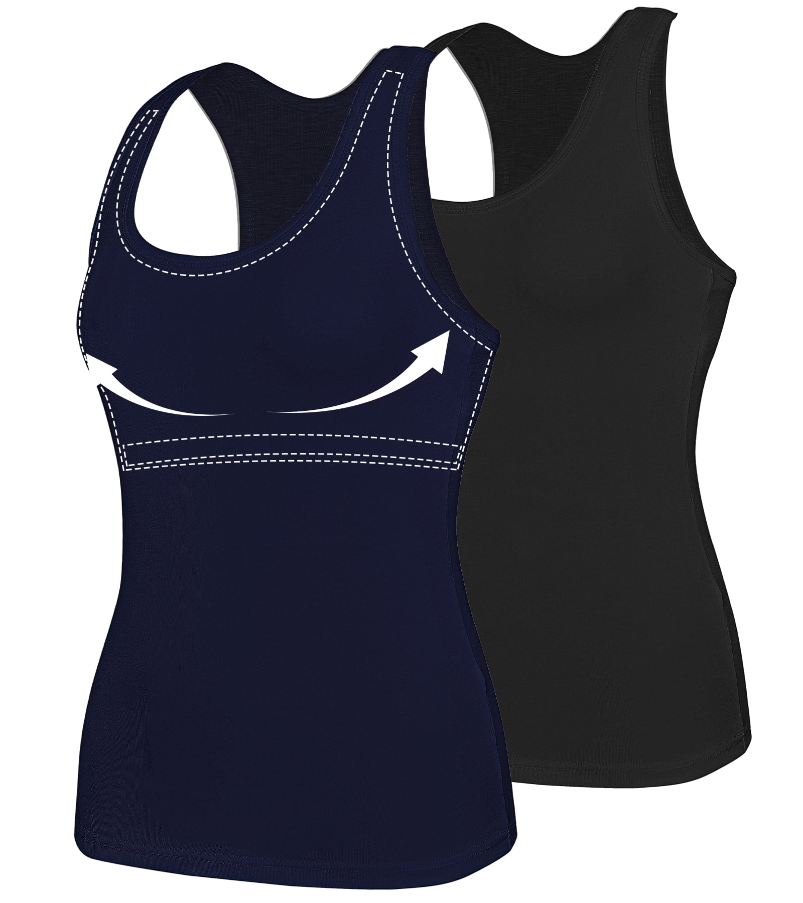 Anyfit Wear 2 Pack Racerback Workout Tank Tops With Shelf Bra for Women