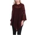 thumbnail image 2 of Summer Clearance Sale! Pitauce Cover Up for Women Solid Color Hollow Out V Neck Crochet Poncho Knitting Cape Asymmetric Hem Shawl Versatile Wrap Tops, 2 of 7