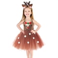 thumbnail image 1 of Vestido de reno navideño para niños, lindo y exquisito vestido de velo de ambiente festivo, 1 of 5