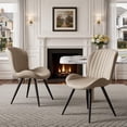 thumbnail image 3 of Daluvenix Modern Dining Chairs Set of 2 Upholstered Comfy Fabric Kitchen & Dining Room Chairs with Metal Legs & Thick Cushions for Living Room, Beige, 3 of 7