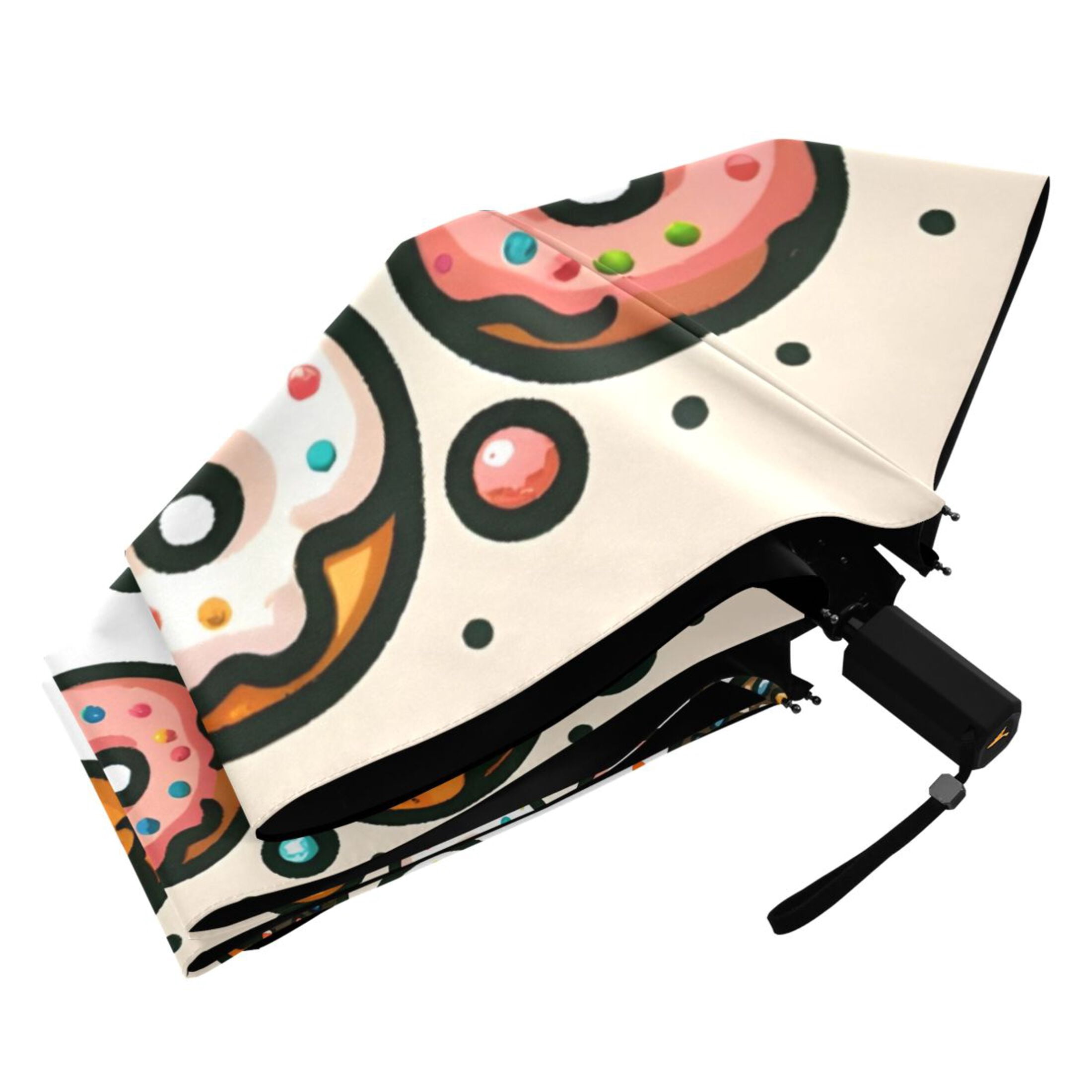 Cute Colorful Donuts Compact Sun Umbrella Windproof Travel Umbrellas for Rain Strong Portable UV Protection