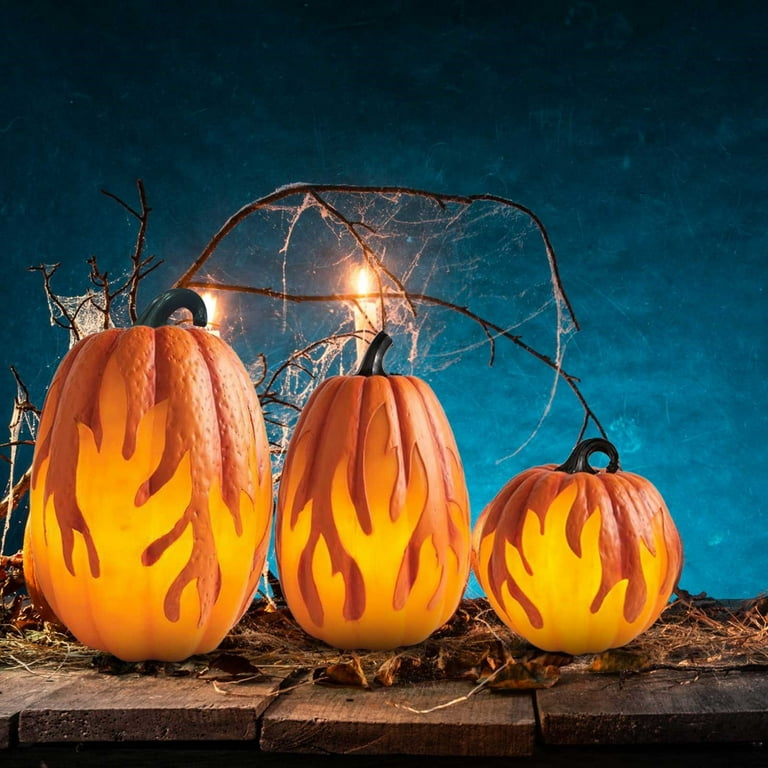 Flame Lighted Pumpkins Pumpkin Battery Powered Flame Lighted Pumpkin Party For Home Decor 30 Second Dance Party Button
