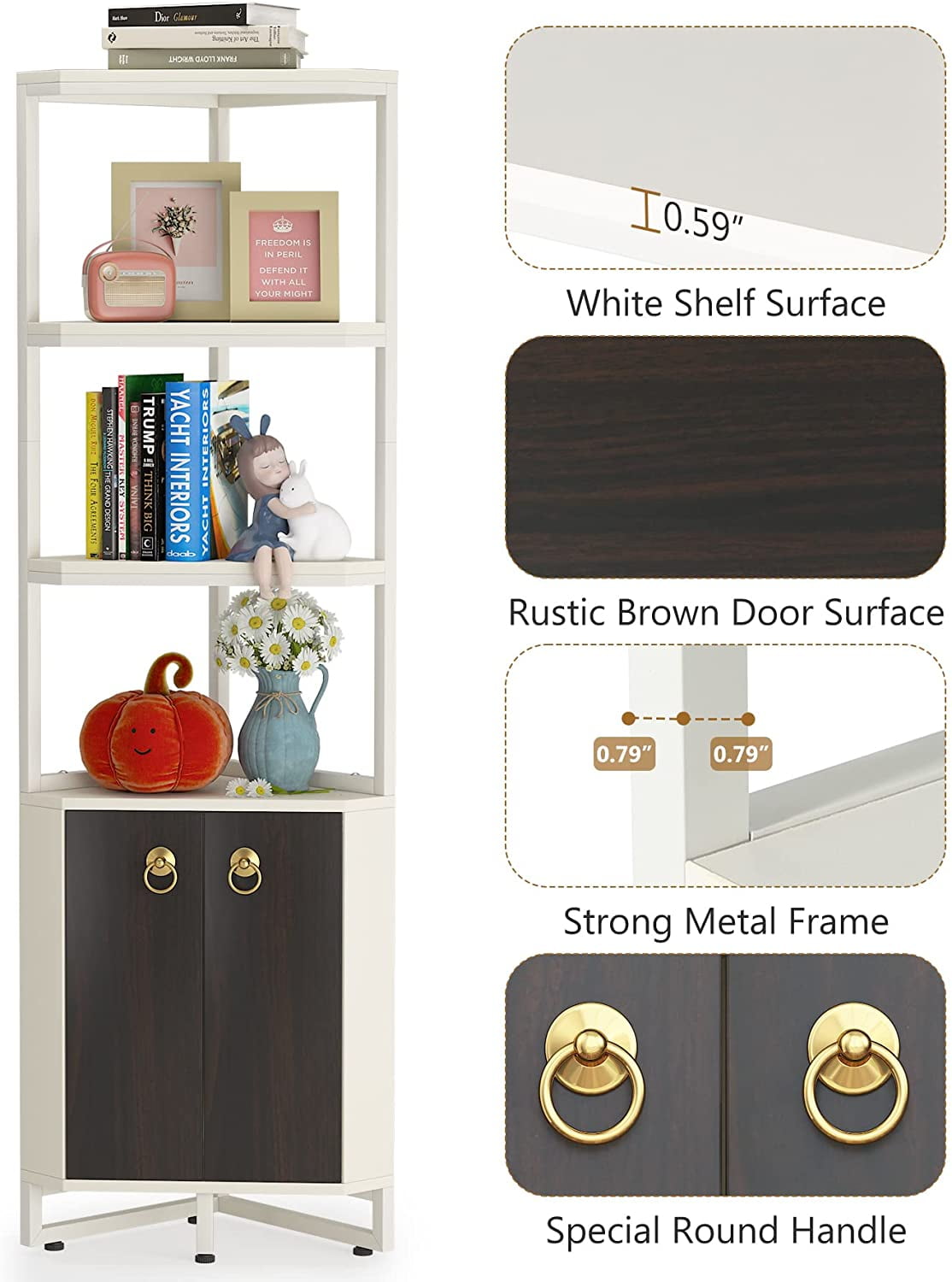 Buy Tribesigns 5Tier Corner with Doors, FreeStanding 70.87