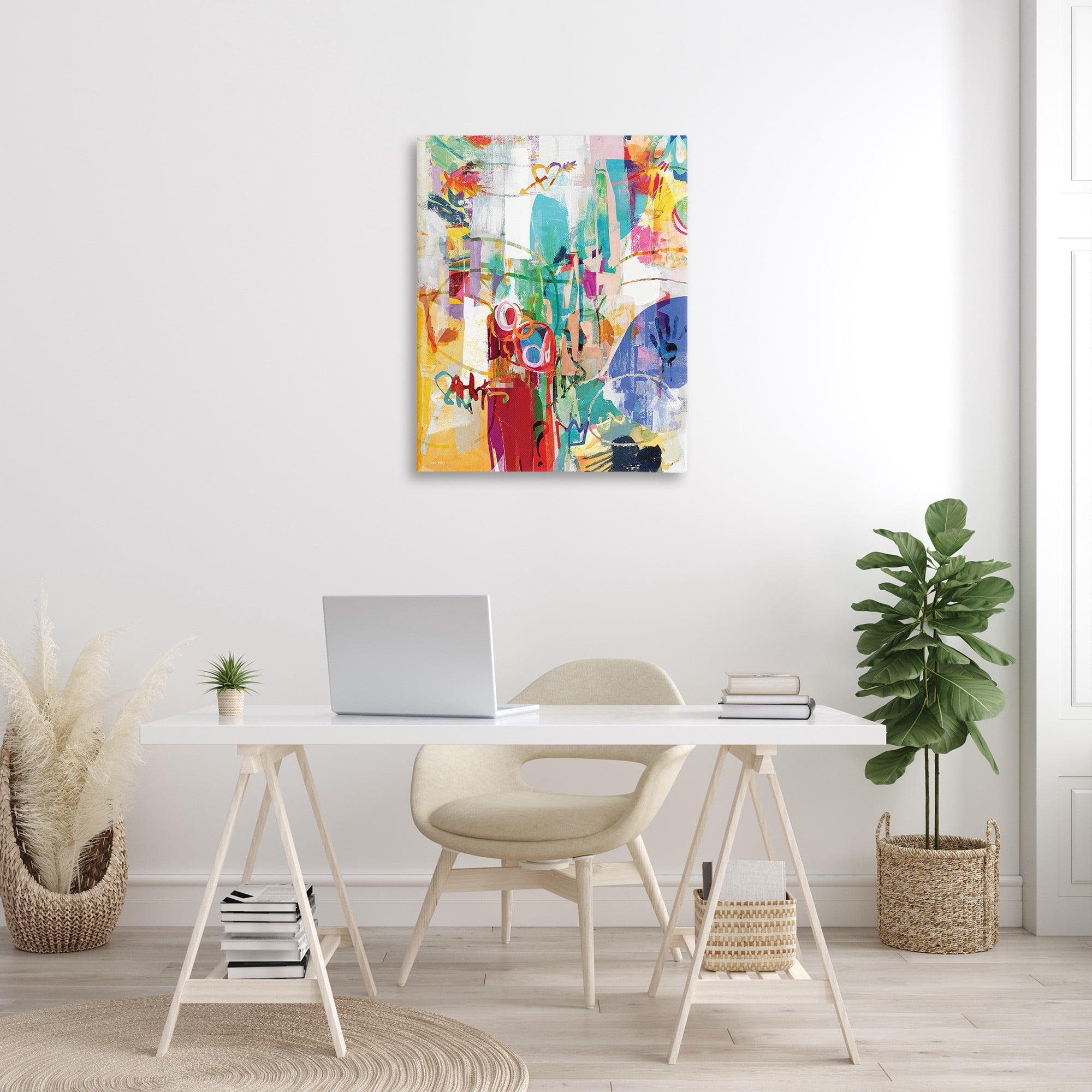 Stupell Industries Expressive Collage Abstraction Abstract Painting Gallery Wrapped Canvas Art Print Wall Art, 30 x 40