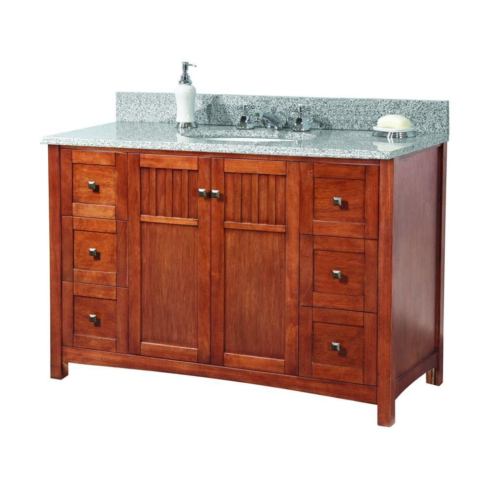 Foremost Kncarg4922d Knoxville 49 W X 22 D Vanity In Nutmeg W Granite Vanity Top In Rushmore Grey Walmart Com Walmart Com