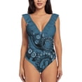 thumbnail image 1 of Octopus Tentacle Two-T Drawing One Piece Swimsuit Women Ruffle Monokini Shoulder Swimsuit Bathing Suit Swim Wear Octopus, 1 of 5