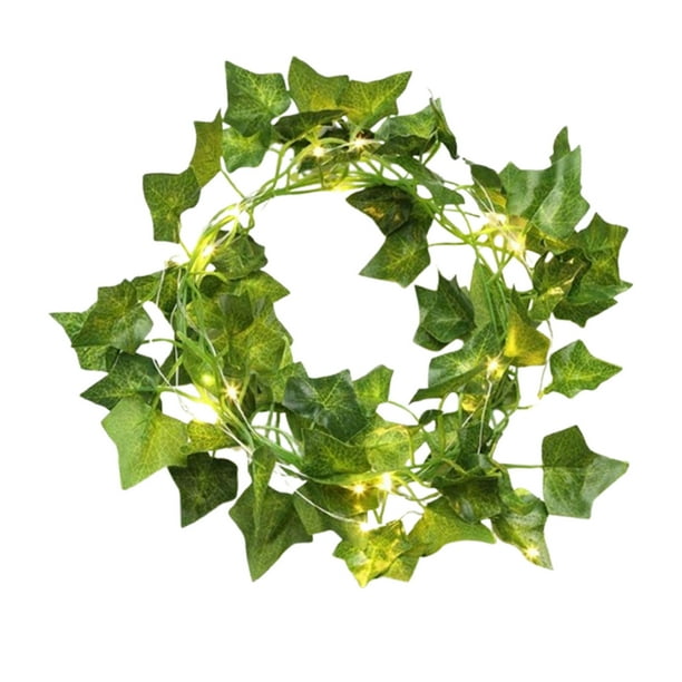 Luces De Cadena Guirnalda de luces solares de 2 m y 20 LED, hojas de arce artificiales de ratán verde, para decoración de exteriores, para jardín, boda, una sola pieza Rkxzt