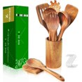thumbnail image 1 of 9-Piece Wooden Spoons for Cooking-Comfort-Grip Wooden Utensils for Cooking-Smooth Finish Wooden Cooking Utensils with Utensils Holder-Wooden Kitchen Utensil Set with Spoon Rest & Hooks, 1 of 7