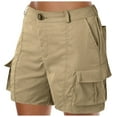 thumbnail image 1 of Women Loose Solid Color Mini Pant Polyester Elastic Waist Beach Shorts Summer Daily Wear, 1 of 4