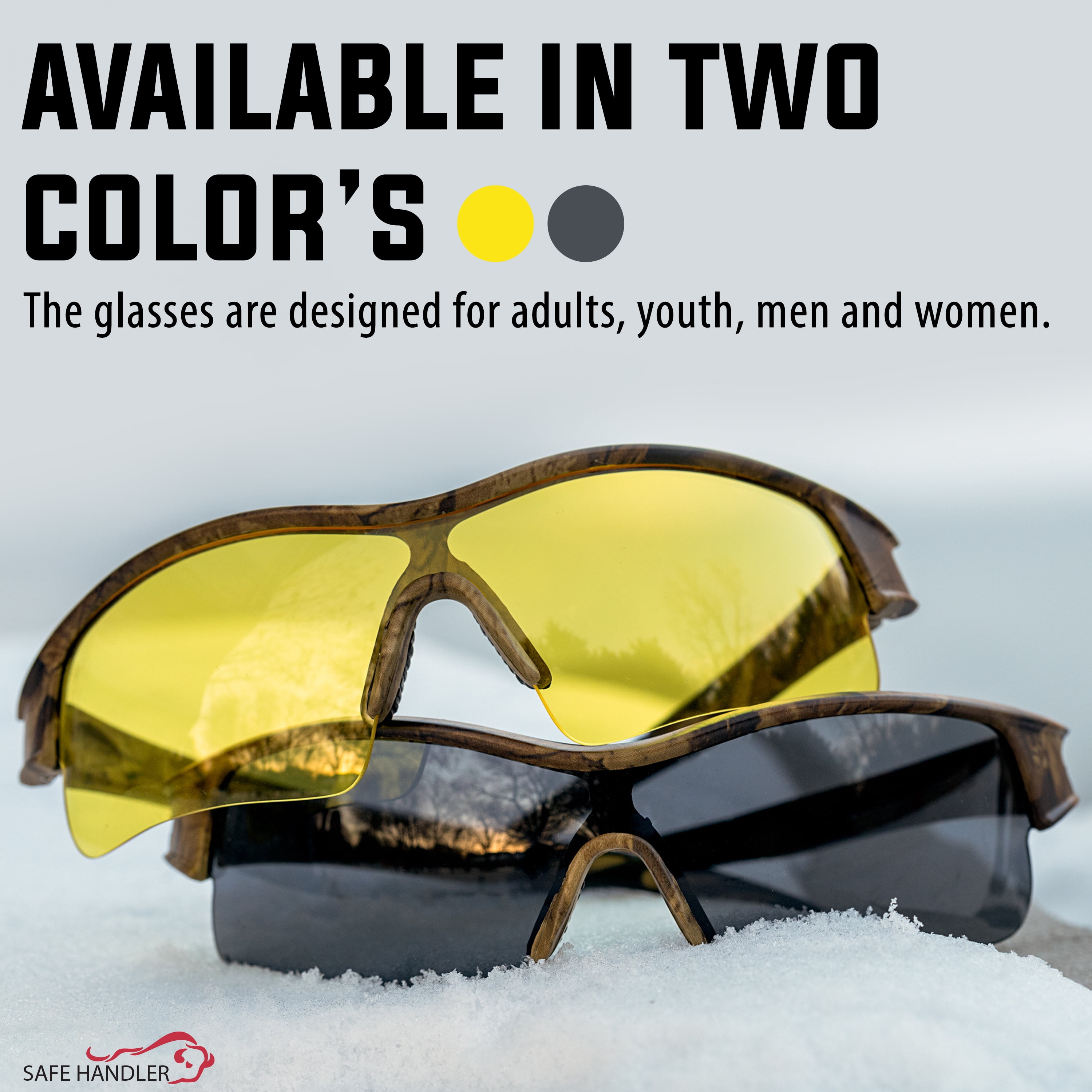 Safe Handler Camo Jax Safety Glasses For Men/Women, Anti-Scratch, Amber (Pack of 1)