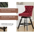 thumbnail image 5 of Swivel Counter Height Bar Stools Set of 4, Modern Bar Stools for Kitchen Island, Red Barstools with Backs, Sillas para Barra de Cocina, Velvet Island Chairs with Wood Legs (Burgundy, 4Pcs), 5 of 6