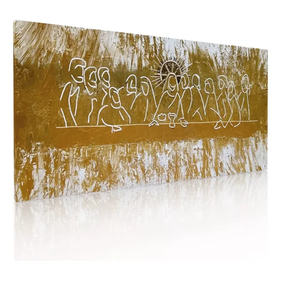 Cuadro Decorativo Abstracto Canvas Ultima Cena Sagrada Oro