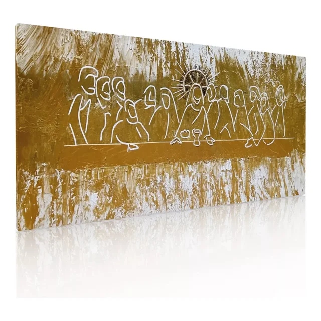 Cuadro Decorativo Abstracto Canvas Ultima Cena Sagrada Oro