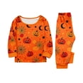 thumbnail image 2 of Family Matching Halloween Pajamas Set Bat Candy Crew Neck Funny Pajamas Spider Web Witch Hat Long Sleeve Horror Loungewear, Kids:8 Years, 2 of 9