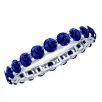 Rosec Jewels Trellis Set Lab Created Blue Sapphire Womens Eternity Ring, Lab Grown Blue Sapphire Full Eternity Ring, 18K White Gold, US 11.00
