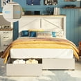 thumbnail image 5 of Papajet Full Bed Frame with Bookcase Headboard & Charging Station, 2 Storage Drawers, White, 5 of 9