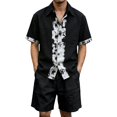 thumbnail image 3 of Migroa Men's Linen Shirts Shorts Outfits Beach 2 Pieces Sets Button Down Suit Casual Summer Tracksuit Vacation Clothes Matching Outfits Black L, 3 of 8