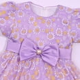 thumbnail image 6 of Mikilon Girls Floral Tulle Dress Size 2-7 Years Double Layer Bow Tied Princess Dress Short Sleeve Ruffled Dress, 6 of 9