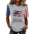 thumbnail image 2 of Youpwaven Women's 250th Anniversary USA Graphic T-Shirt, 2026 "We The People" Mismatched Sleeve Tee, Patriotic Ripped Flag Celebration Shirt, Independence Day Apparel, 2 of 6