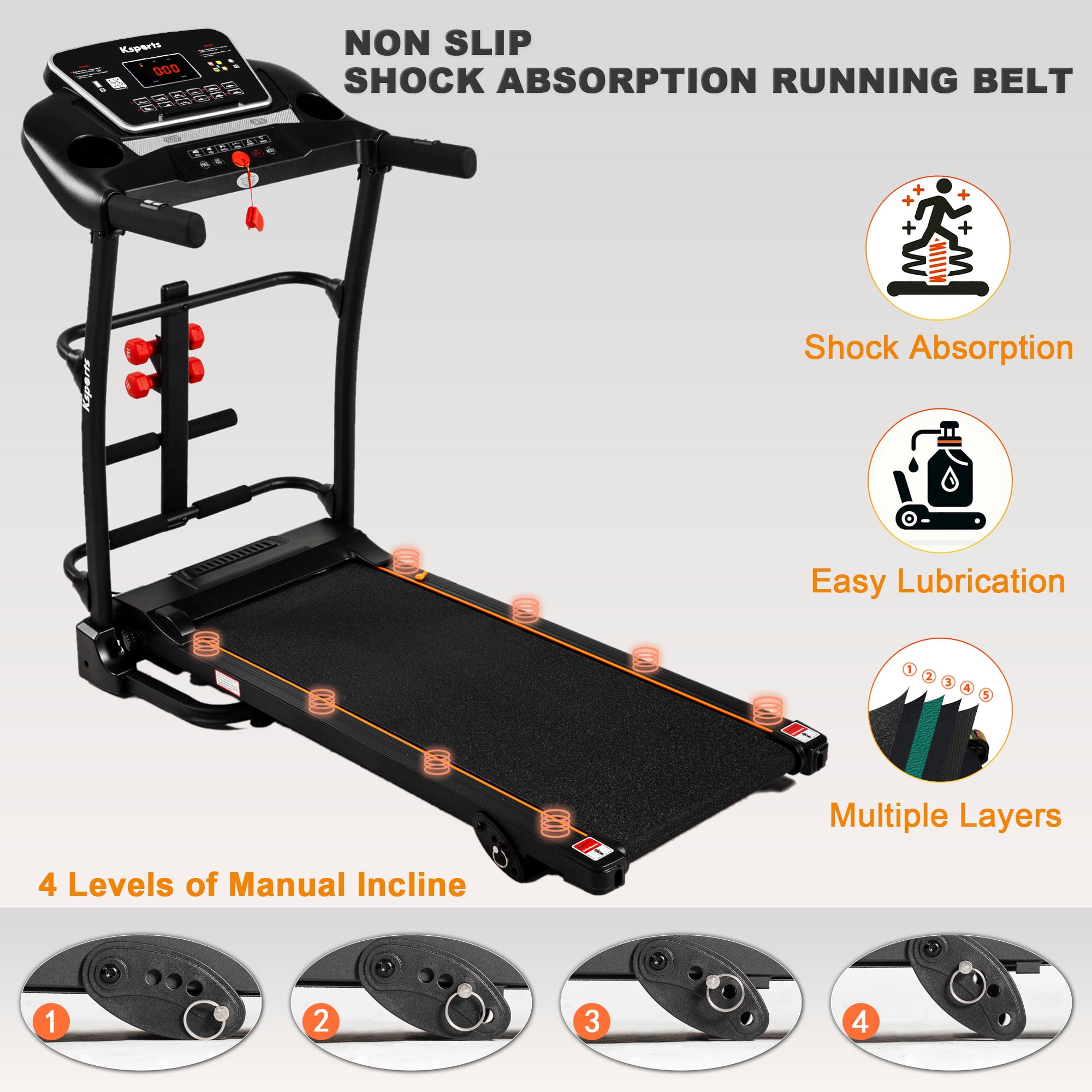 Ksports Portable Foldable Home Treadmill w/Bluetooth & Fitness Tracking App