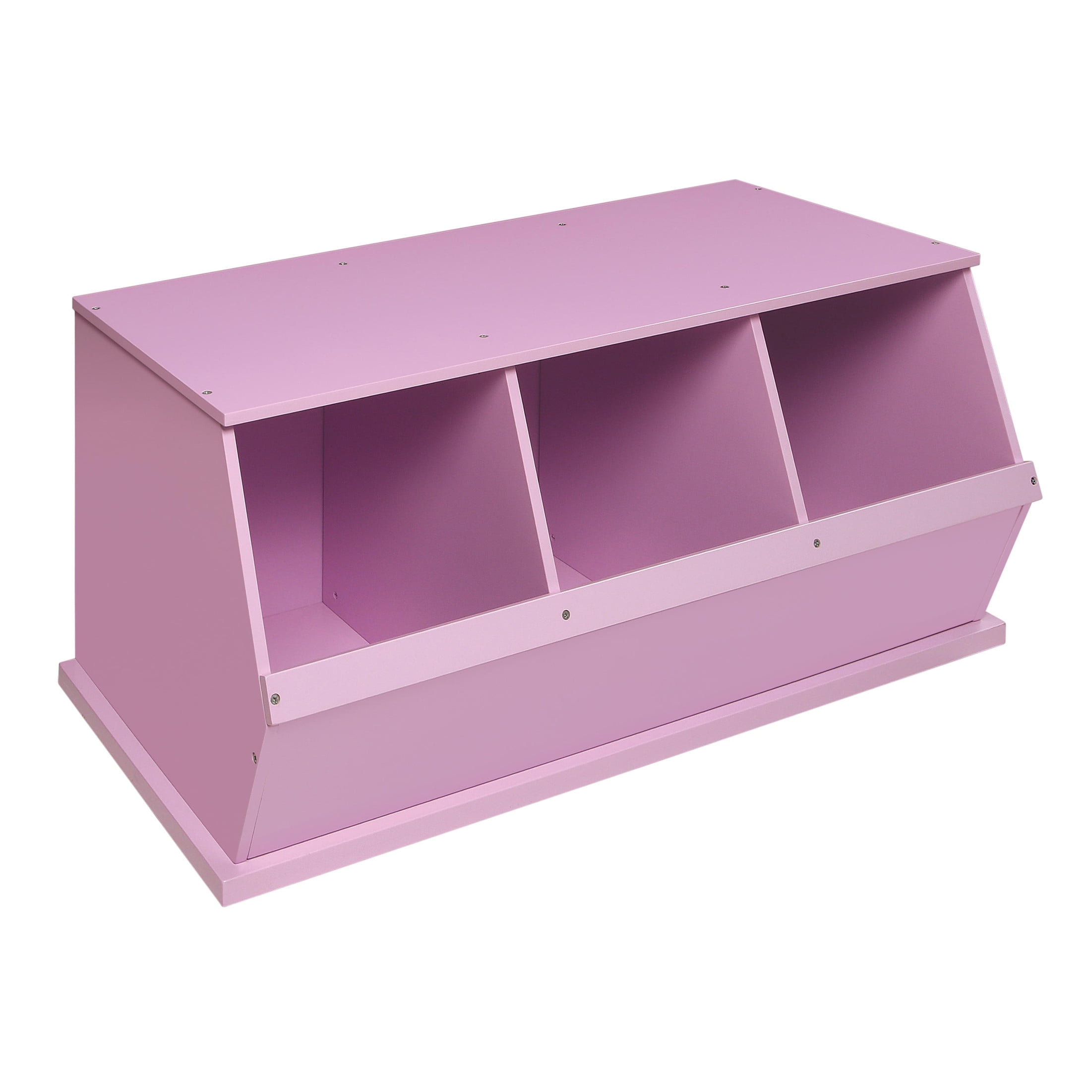 Badger Basket Children's Wood 3-Bin 33 gal Toy Storage Cube, Lilac