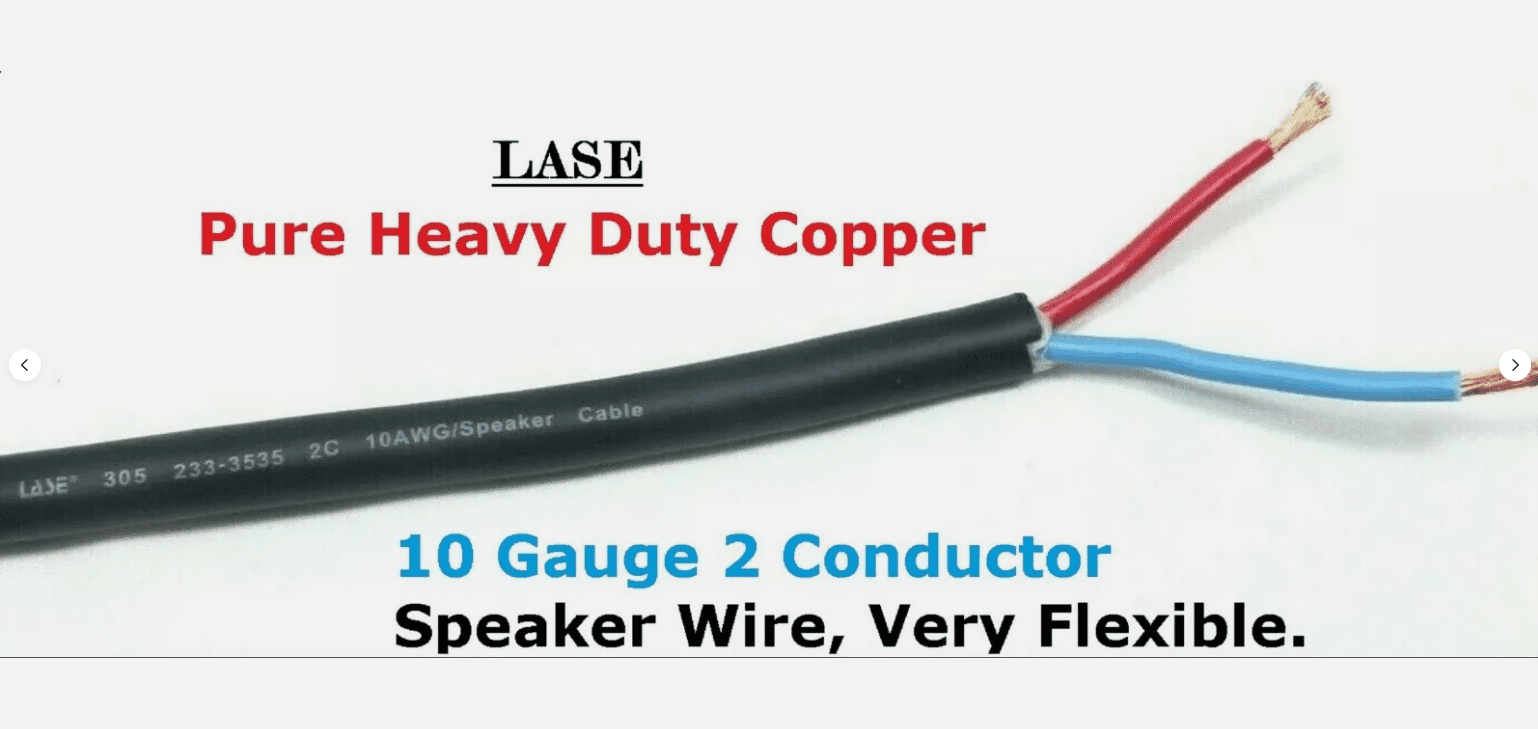 100 Meters / 328 Feet LASE 10 AWG Gauge 2 Conductor Heavy Duty Speaker Wire