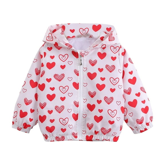 Fesfesfes Girls New Jackets Floral Print Zipper Hooded Tops Spring and Fall Double Layer Windproof Jackets ,Size 3-8 Years
