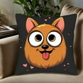 thumbnail image 5 of Set of 2 18x18in Throw Pillow Covers featuring a playful cartoon dog with expressive eyes and pink hearts perfect for couch bed or car, 5 of 8