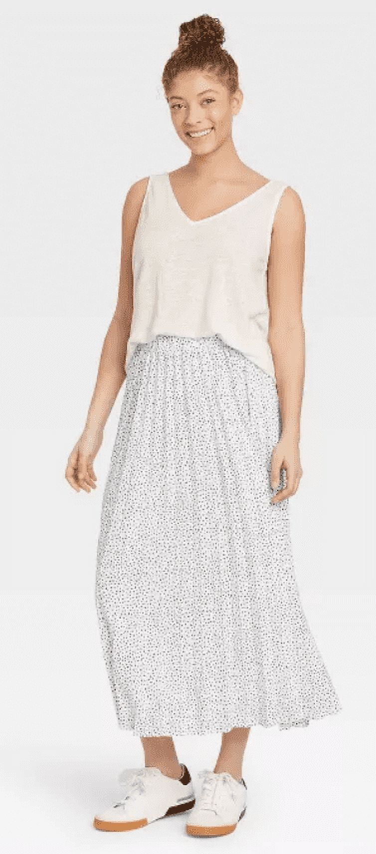 A New Day Women s Midi Pleated A Line Skirt XL Walmart