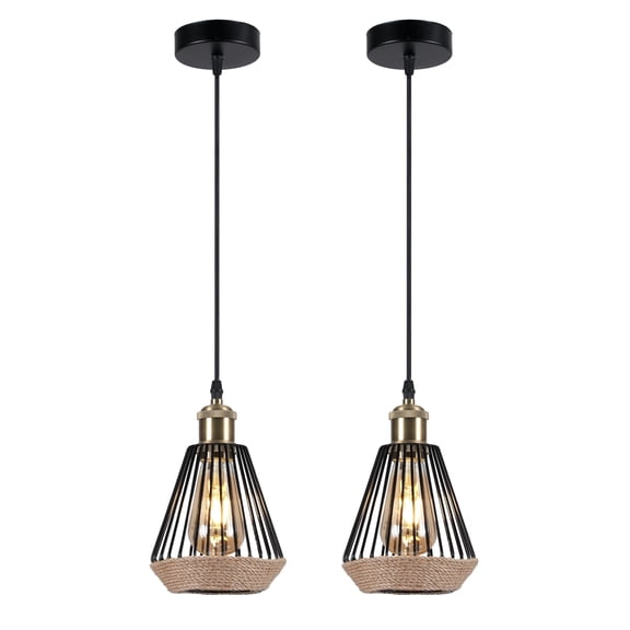 DAYBETTER Pendant Light Diamond Shaped 2Pack, 2700K Warm Light Hanging Lamp with Plug in, Ceiling Lamp for Kitchen Island, Dining Room, Bedroom