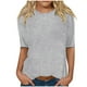 thumbnail image 3 of Blusas Sentuca de manga 3/4 para mujer, tallas grandes 2024, informales, lisas, con cuello redondo, gris XXXXL, 3 of 5