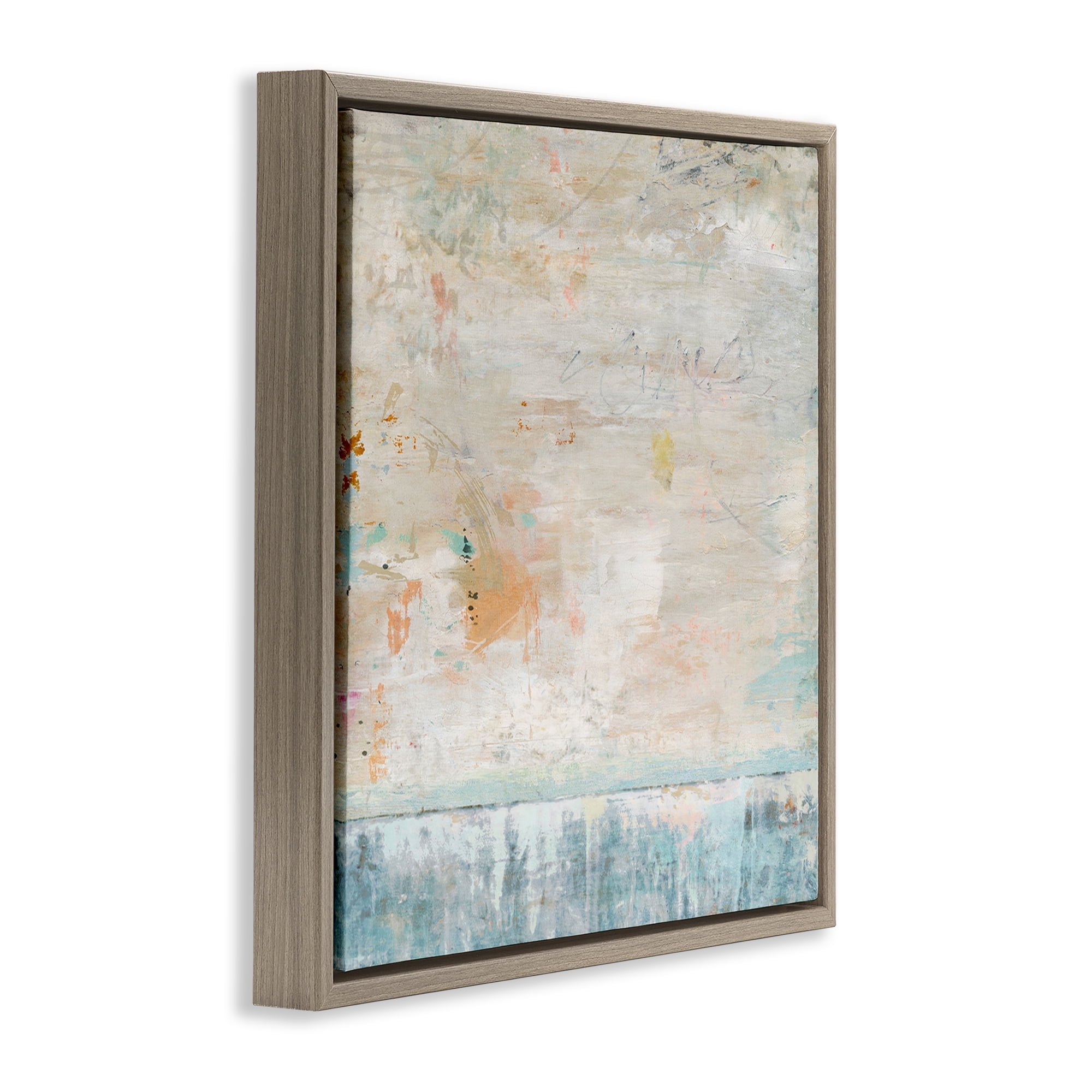 Stupell Industries Rustic Abstract Paint Strokes Abstract Painting Brown Floater Framed Canvas Art Print Wall Art, 18 x 18