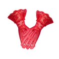 thumbnail image 4 of Guantes cortos de encaje para mujer, guantes de rejilla, lazo, de moda, formales para bodas, transparentes para Rojo, 4 of 9