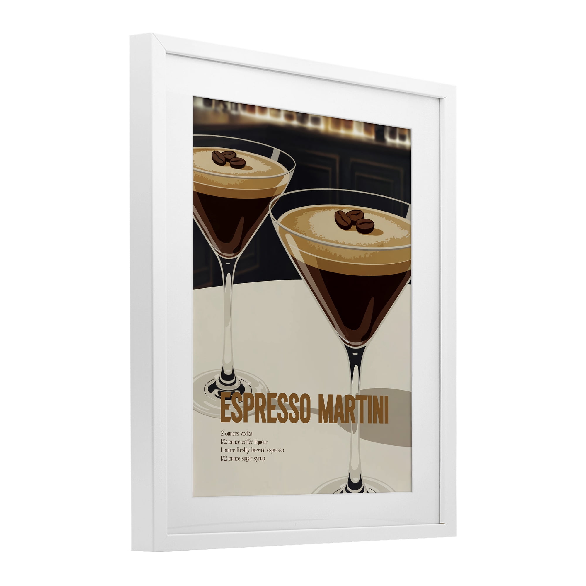 Stupell Industries Sleek Modern Espresso Martini White Framed Print Under Glass, design by Andreas Magnusson