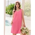 thumbnail image 4 of Ekouaer Womens Cotton Nightgown Sleeveless Night Gown Cooling Nightshirts Organic Cotton Dress with Pockets, 4 of 6